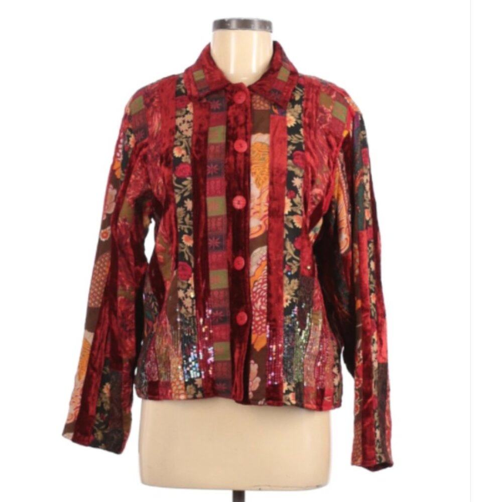 Coldwater Creek BOHO patchwork Blazer L Petite